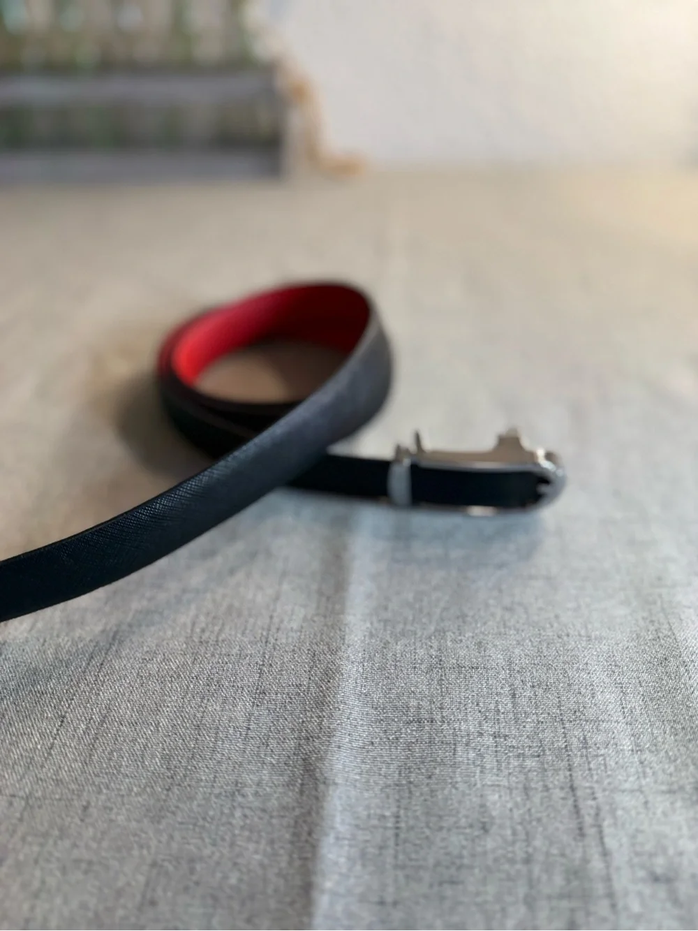 Men’s Black‎ & Red Saffiano Leather 1” Ratchet Belt Automatic Track Big Tall 52